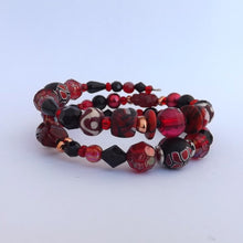 Load image into Gallery viewer, Dark Red Handmade Memory Wire Bead Bracelet