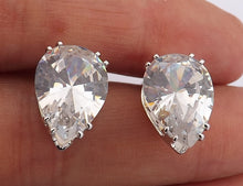 Load image into Gallery viewer, Faux Diamond Teardrop Clip On Earrings