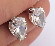 Load image into Gallery viewer, Faux Diamond Teardrop Clip On Earrings