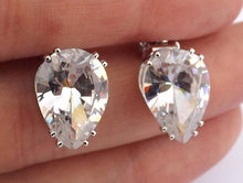 Load image into Gallery viewer, Faux Diamond Teardrop Clip On Earrings