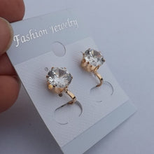 Load image into Gallery viewer, Faux Diamond & Gold Tone Clip on Earrings