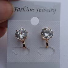 Load image into Gallery viewer, Faux Diamond & Gold Tone Clip on Earrings