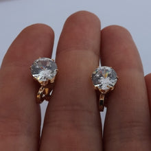Load image into Gallery viewer, Faux Diamond & Gold Tone Clip on Earrings