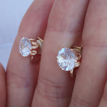 Load image into Gallery viewer, Faux Diamond & Gold Tone Clip on Earrings