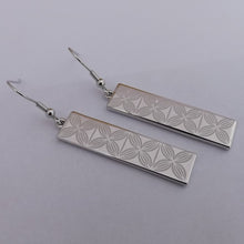 Load image into Gallery viewer, Floral Rectangle Tone Drop Earrings (Silver or Rose Gold Tone)