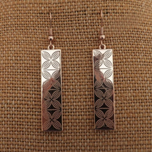 Load image into Gallery viewer, Floral Rectangle Tone Drop Earrings (Silver or Rose Gold Tone)
