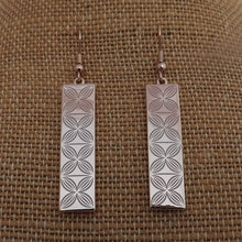 Load image into Gallery viewer, Floral Rectangle Tone Drop Earrings (Silver or Rose Gold Tone)