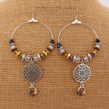 Load image into Gallery viewer, Gold, Bronze, Black & Silver Handmade Hoop Bead Drop Earrings