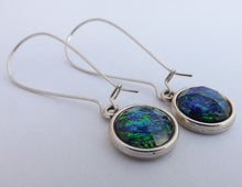 Load image into Gallery viewer, Green & Blue Earrings, Long Kidney Hooks