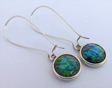 Load image into Gallery viewer, Green & Blue Earrings, Long Kidney Hooks