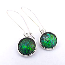 Load image into Gallery viewer, Green & Blue Earrings, Long Kidney Hooks