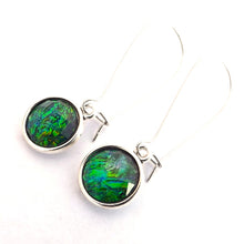 Load image into Gallery viewer, Green & Blue Earrings, Long Kidney Hooks