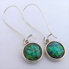 Load image into Gallery viewer, Green & Blue Earrings, Long Kidney Hooks