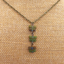 Load image into Gallery viewer, Green, Blue & Orange Glass Butterfly Beads Pendant Necklace & Earrings Set