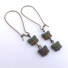 Load image into Gallery viewer, Green, Blue & Orange Glass Butterfly Beads Pendant Necklace & Earrings Set