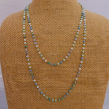 Load image into Gallery viewer, Green, Blue & White Crystal Lustre Bead Gold Tone Chain Link Necklace