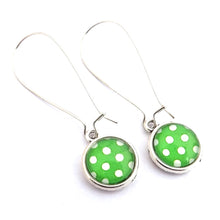 Load image into Gallery viewer, Polka Dot Dome Earrings on Long Kidney Hooks (multiple colour options)