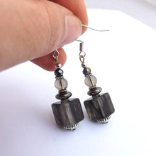 Load image into Gallery viewer, Grey Handmade Bead Earrings