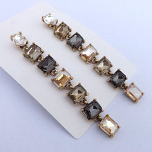 Load image into Gallery viewer, Multi Coloured, Gold Tone Rhinestone Chain Link Drop Earrings (multiple colour options)