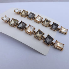Load image into Gallery viewer, Multi Coloured, Gold Tone Rhinestone Chain Link Drop Earrings (multiple colour options)