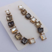 Load image into Gallery viewer, Multi Coloured, Gold Tone Rhinestone Chain Link Drop Earrings (multiple colour options)