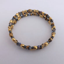 Load image into Gallery viewer, Grey & Gold Handmade Memory Wire Bead Bracelet