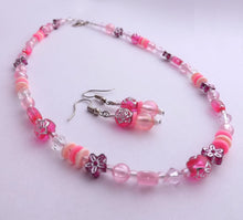 Load image into Gallery viewer, Handmade Light Pink Bead Necklace & Earrings Set