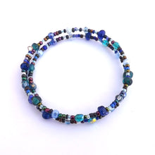 Load image into Gallery viewer, Handmade Long Blue & Teal Bead Necklace with Matching Earrings & Bracelet