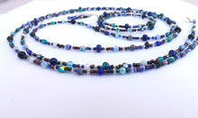 Load image into Gallery viewer, Handmade Long Blue & Teal Bead Necklace with Matching Earrings & Bracelet