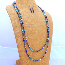 Load image into Gallery viewer, Handmade Long Blue & Teal Bead Necklace with Matching Earrings & Bracelet
