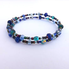 Load image into Gallery viewer, Handmade Long Blue & Teal Bead Necklace with Matching Earrings & Bracelet