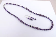 Load image into Gallery viewer, Handmade Purple Amethyst Bead Necklace & Earrings Set