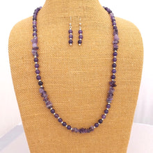 Load image into Gallery viewer, Handmade Purple Amethyst Bead Necklace & Earrings Set