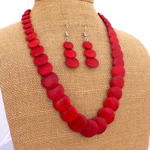 Load image into Gallery viewer, Handmade Red Layered Stone Bead Necklace & Earrings Set