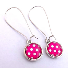 Load image into Gallery viewer, Polka Dot Dome Earrings on Long Kidney Hooks (multiple colour options)