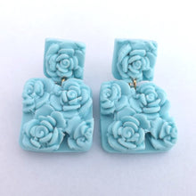 Load image into Gallery viewer, Light Blue 3D Flower Polymer Clay Stud Drop Earrings