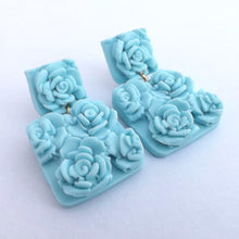 Load image into Gallery viewer, Light Blue 3D Flower Polymer Clay Stud Drop Earrings