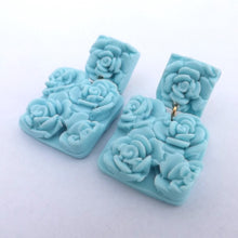 Load image into Gallery viewer, Light Blue 3D Flower Polymer Clay Stud Drop Earrings