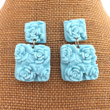 Load image into Gallery viewer, Light Blue 3D Flower Polymer Clay Stud Drop Earrings