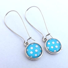 Load image into Gallery viewer, Polka Dot Dome Earrings on Long Kidney Hooks (multiple colour options)