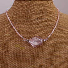 Load image into Gallery viewer, Light Pink Twisted Foil Glass Bead Handmade Necklace