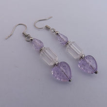 Load image into Gallery viewer, Light Purple & Clear Handmade Heart Bead Earrings
