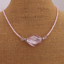 Load image into Gallery viewer, Light Pink Twisted Foil Glass Bead Handmade Necklace