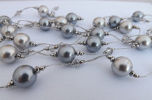 Load image into Gallery viewer, Long Grey Faux Pearl & Crystal Bead Necklace