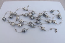 Load image into Gallery viewer, Long Grey Faux Pearl & Crystal Bead Necklace