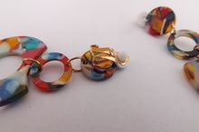 Load image into Gallery viewer, Multi Coloured Acrylic Rectangular Drop Clip on Earrings