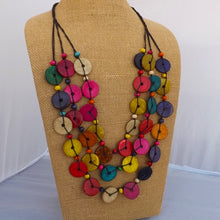 Load image into Gallery viewer, Multi Coloured Chunky Wooden Bead Necklace