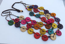Load image into Gallery viewer, Multi Coloured Chunky Wooden Bead Necklace