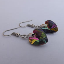 Load image into Gallery viewer, Multi Coloured Crystal Heart Earrings