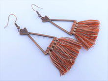 Load image into Gallery viewer, Copper Tone Triangle Tassel Earrings (12x colour options)